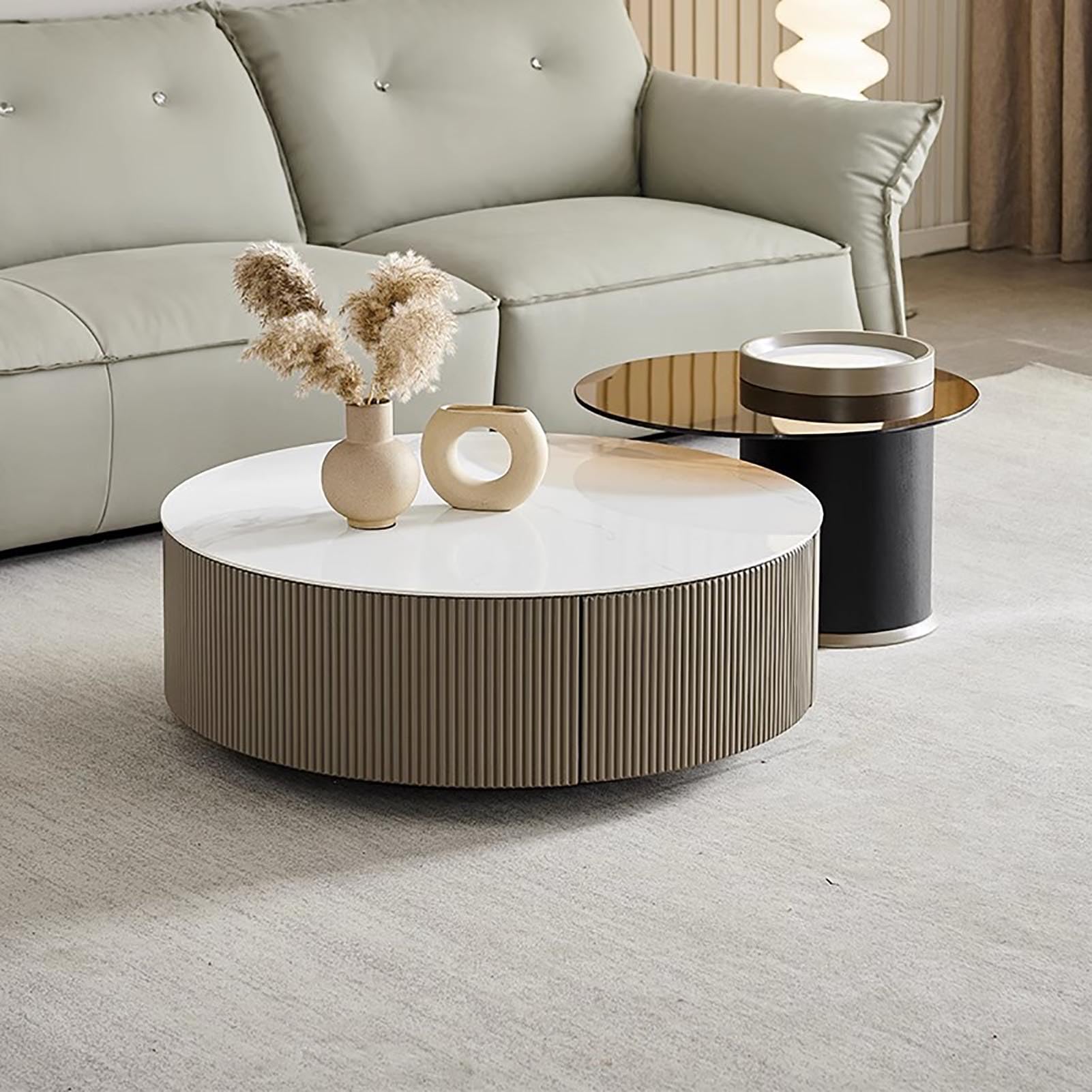 Amazon.co.jp: ミニマリスト モダン ラウンド コーヒーテーブル 2 点