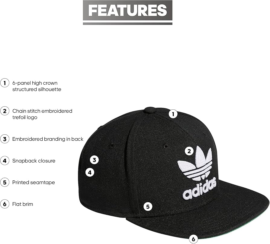 Adidas Men's Originals Snapback Flatbrim Cap, Black/White, One