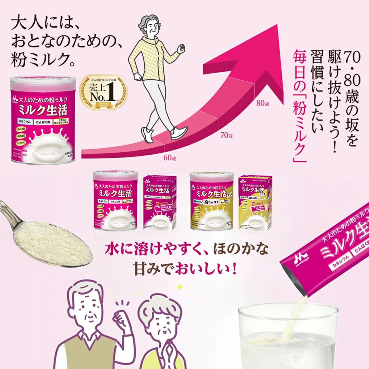 Amazon.co.jp: 大人のための 粉ミルク ミルク生活 プラス 300g (約15