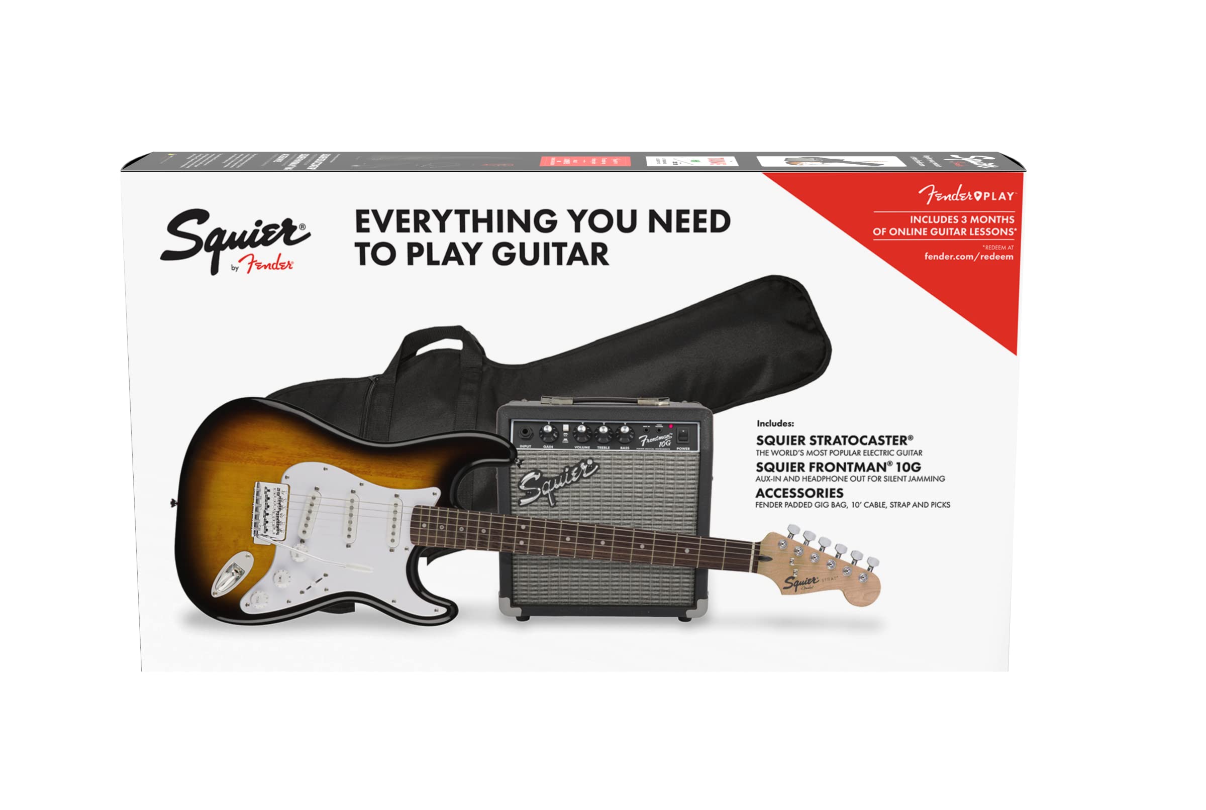 Amazon.com: Fender Squier Stratocaster Electric Guitar Pack, Brown