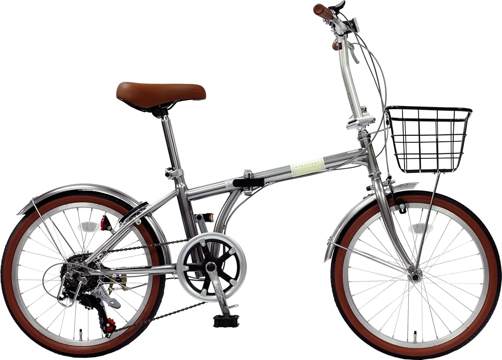 Amazon | 折りたたみ自転車 20インチ スチール シマノ製 6段変速 カゴ