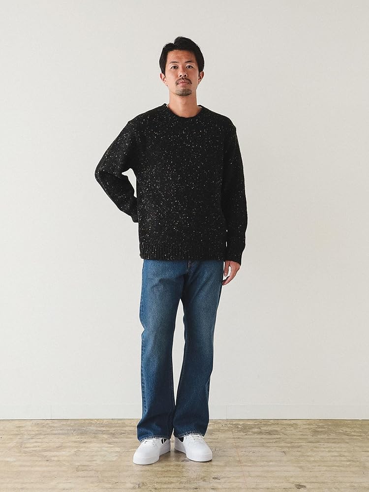 Amazon | [ビームス] L/Sニット 3ゲージ カラーネップ クルーネック