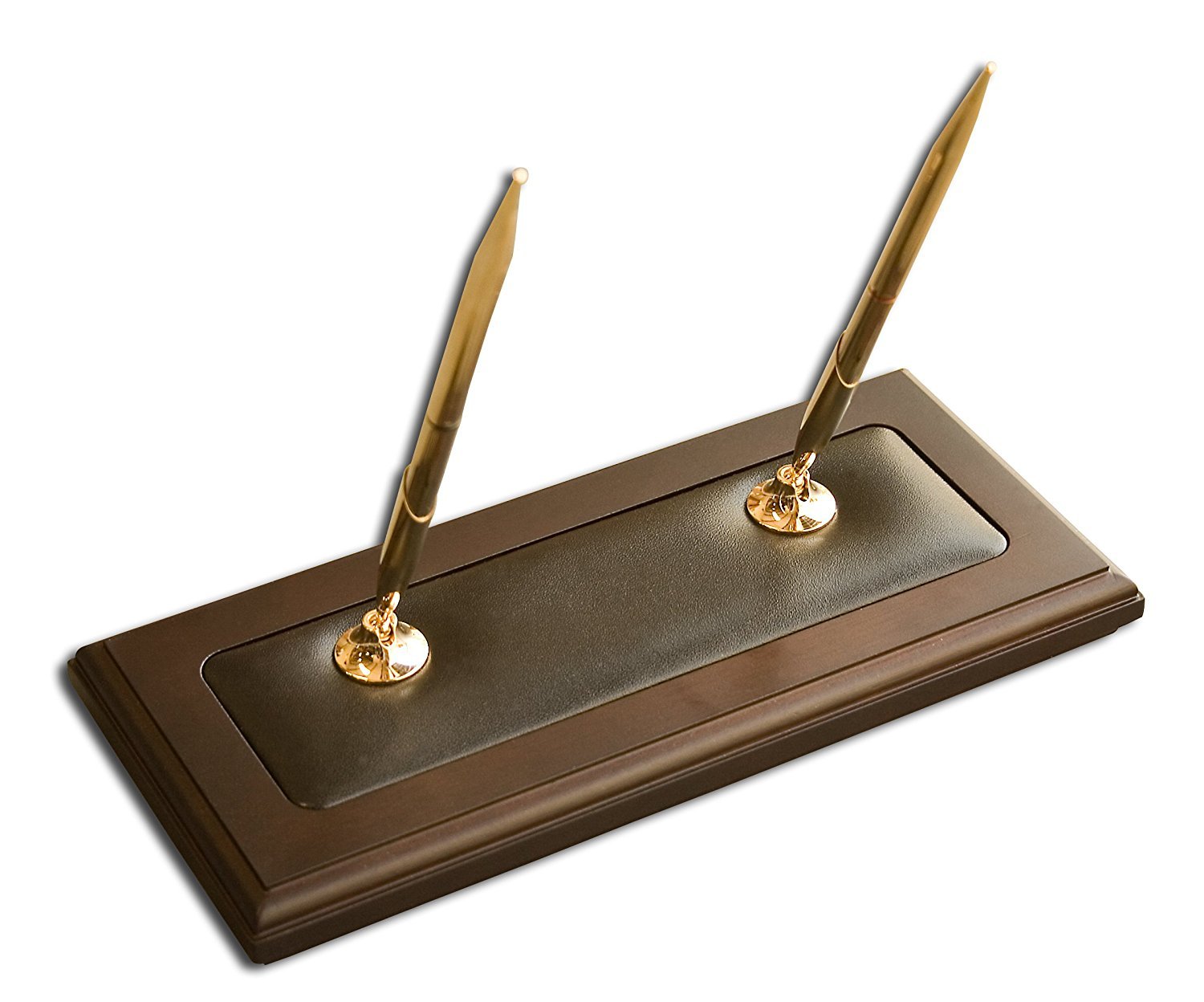 Amazon.com: DACASSO Walnut & Leather Double Pen Holder - Luxury