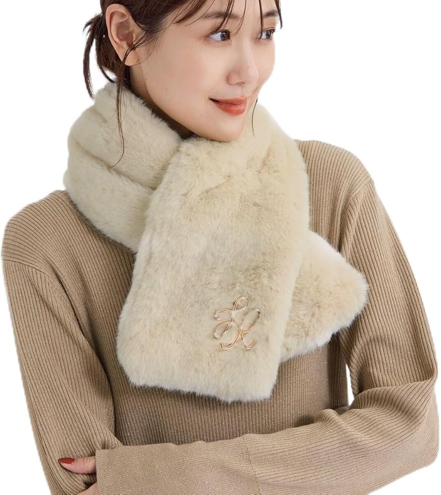 Amazon | [ロペピクニックパサージュ] ブローチ付きフェイクファーティ