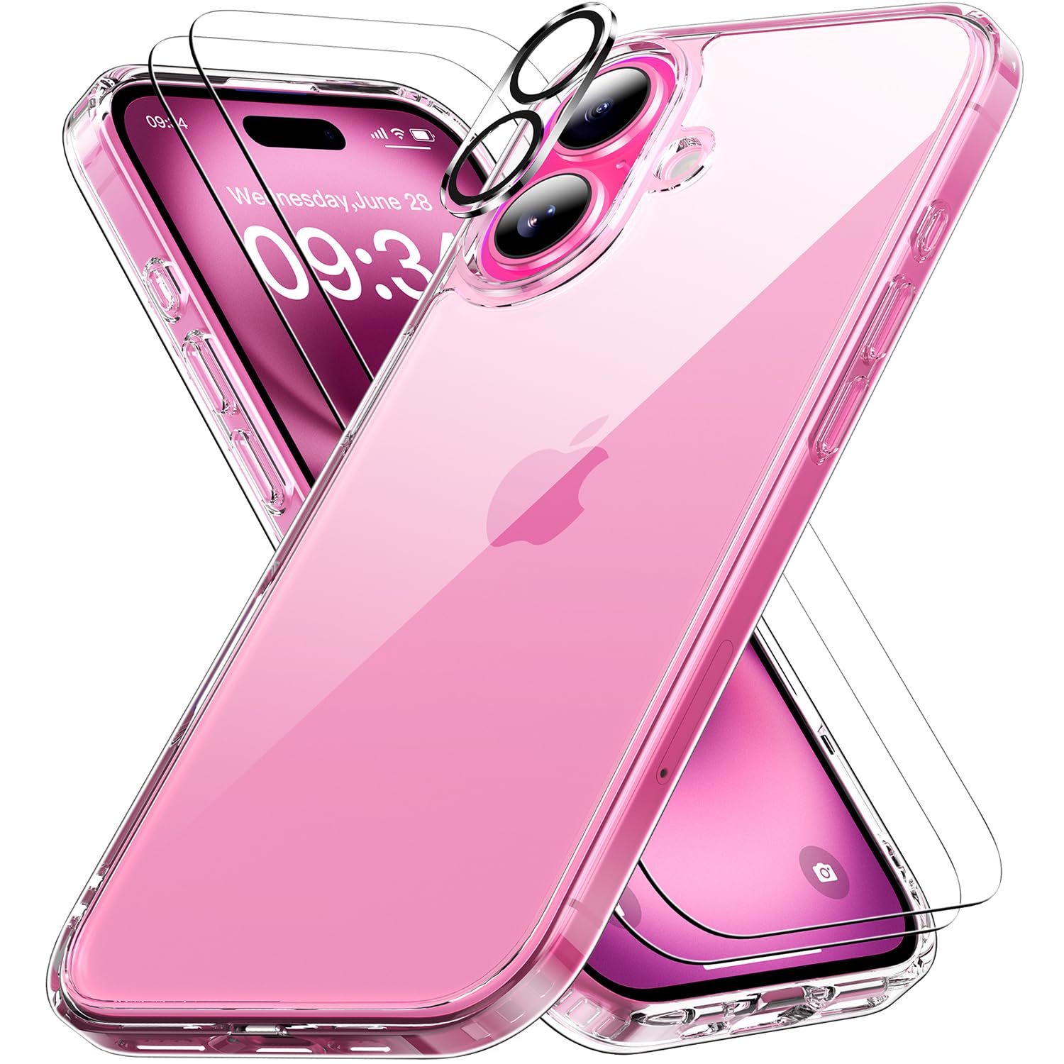 Amazon.co.jp: Peakally iPhone 16 用 ケース クリア レンズ保護2枚と