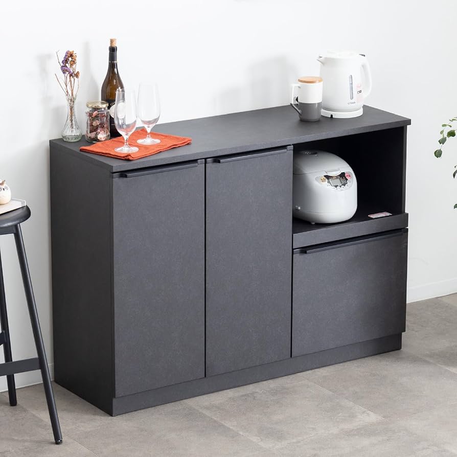 Amazon｜tac INTERIOR 食器棚 120㎝ 完成品 レンジ台 スライド棚 可動