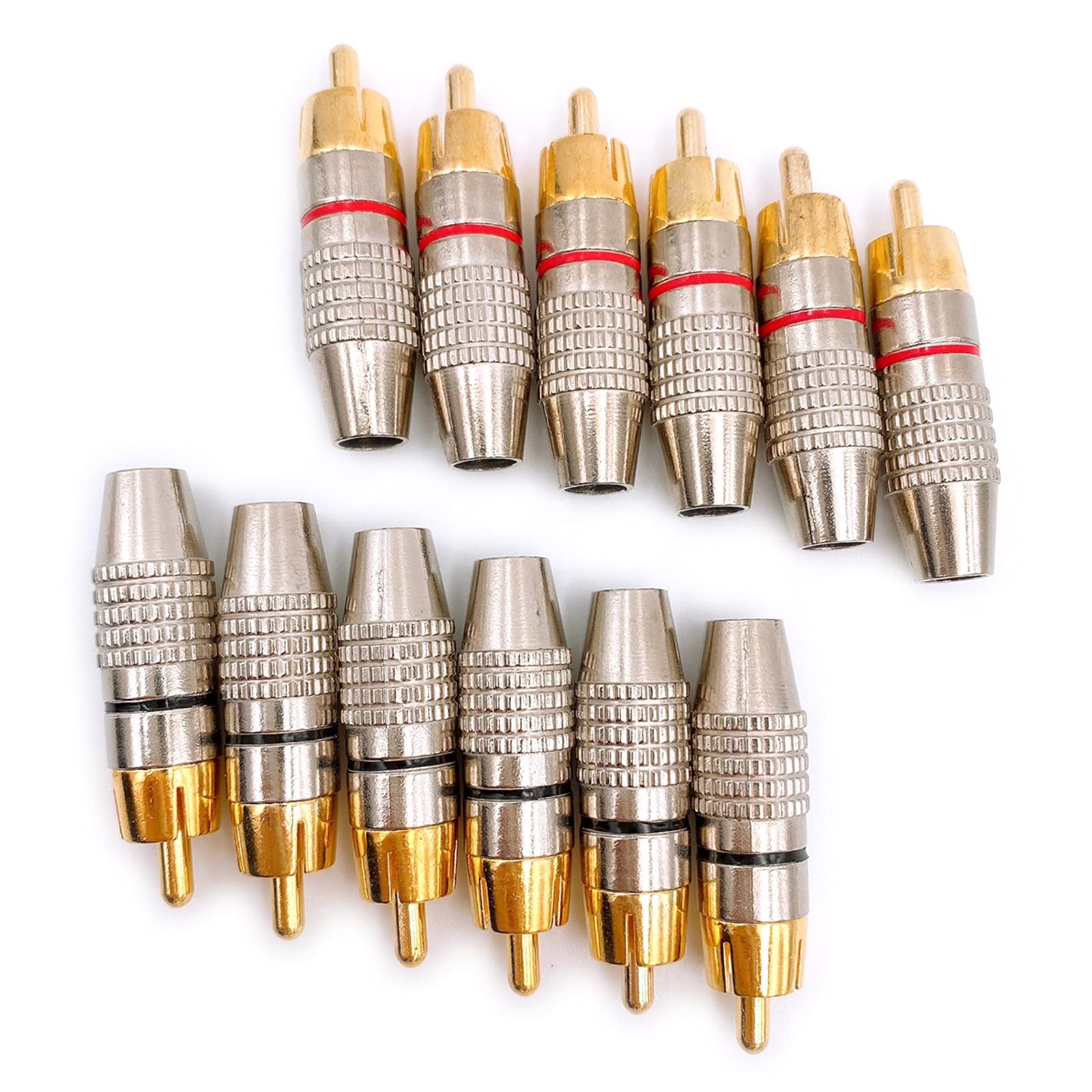 Amazon | Meliore 金メッキ RCA プラグ 端子 はんだ レス タイプ オス