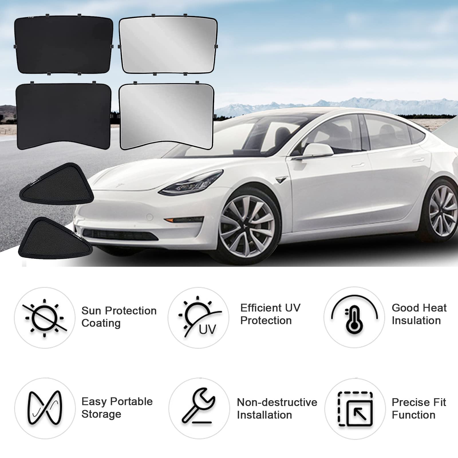 Amazon.co.jp: テスラ モデル 3 サンシェード フロント & リア ガラス