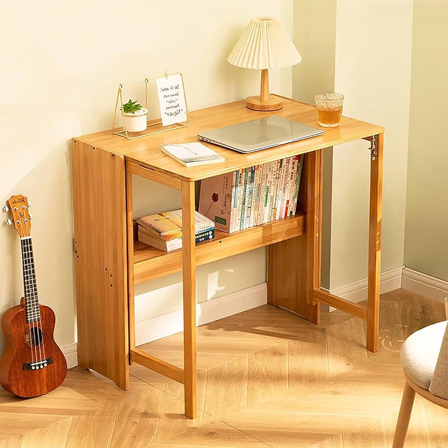 Amazon | 折りたたみ式 竹製 勉強机 簡易デスク 学習机 化粧台 在宅