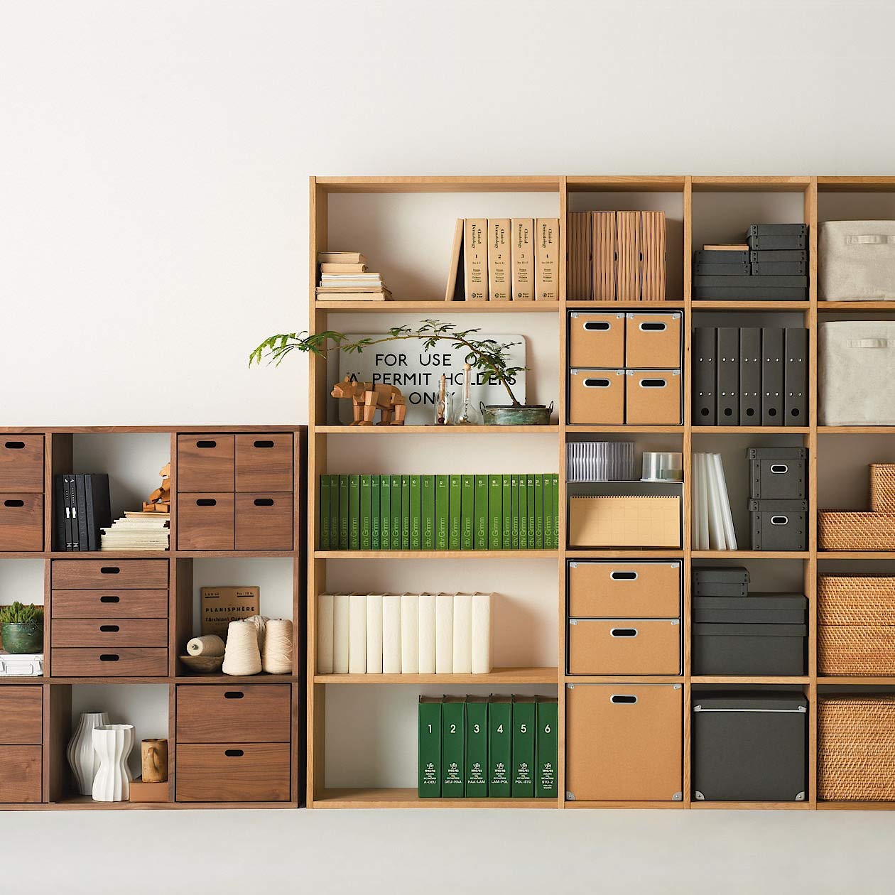 無印良品】スタッキングシェルフセット・3段×2列・ウォールナット材