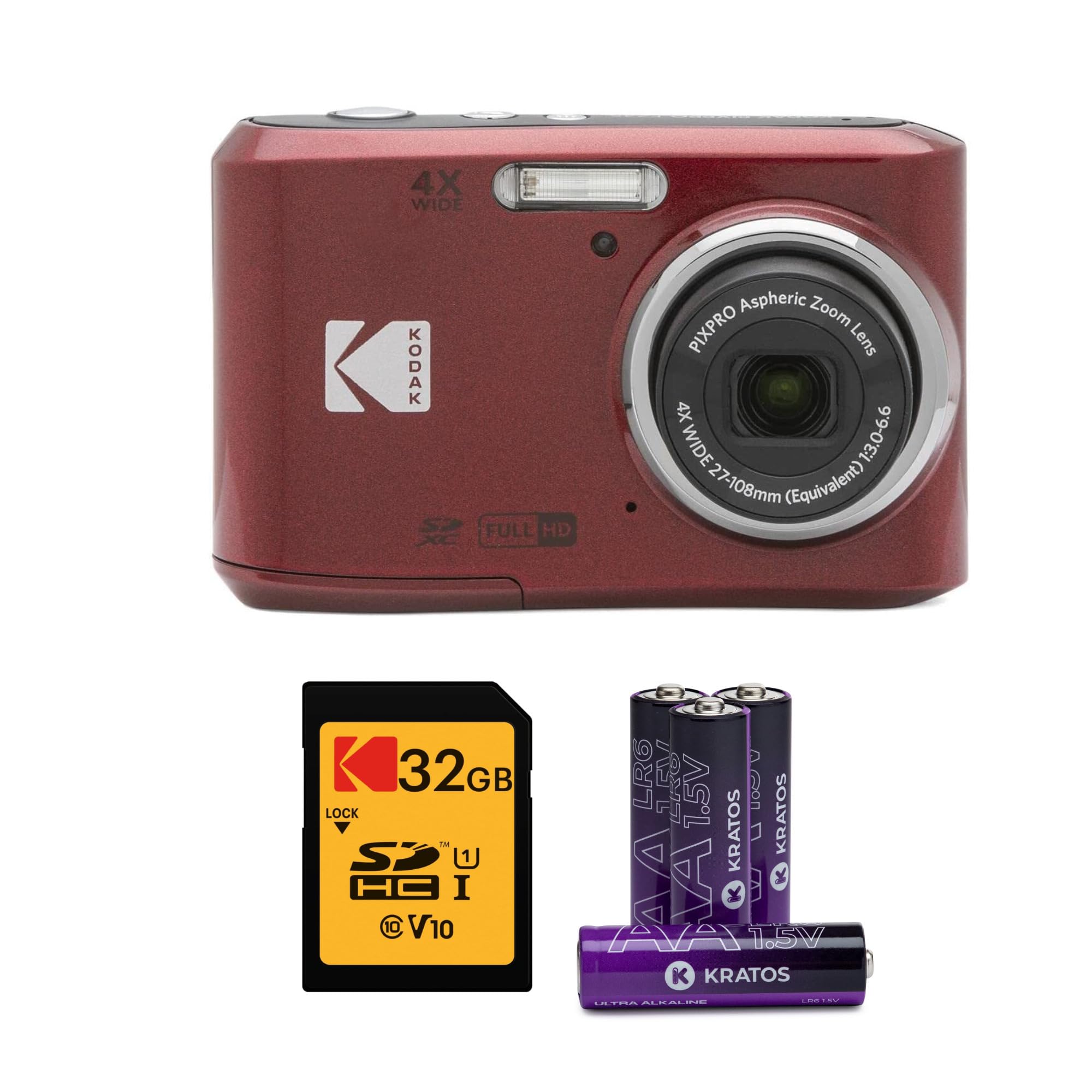 Amazon.com : Kodak PIXPRO FZ45 Digital Camera (Red) Bundle with