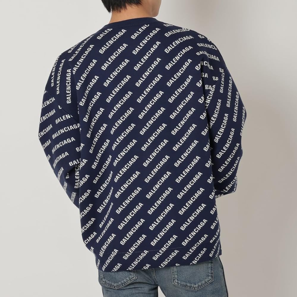 Amazon | [バレンシアガ]ニット セーター ネイビー ホワイト メンズ