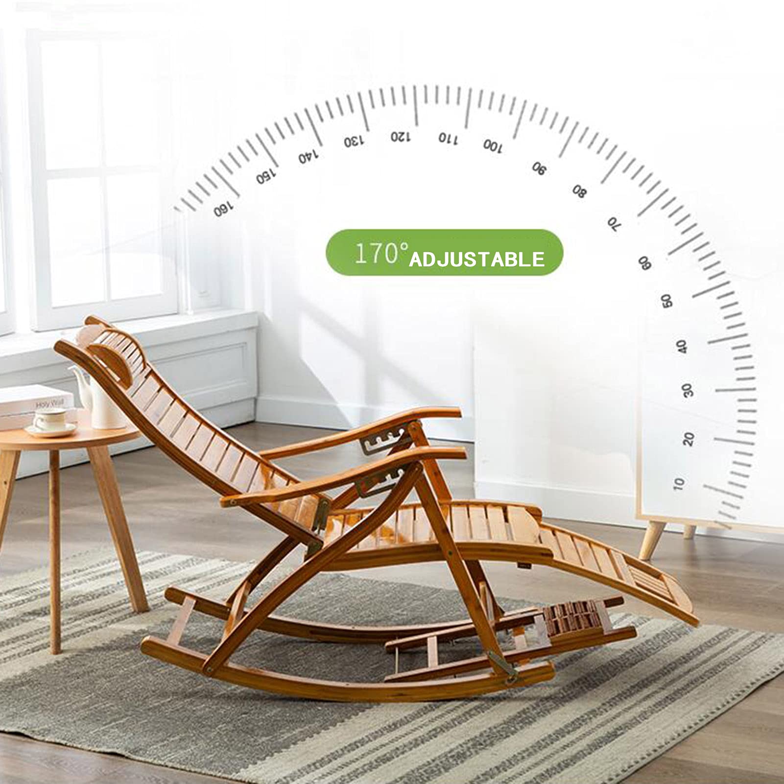 Amazon.co.jp: 竹製ロッキングチェア折りたたみリクライニングチェア