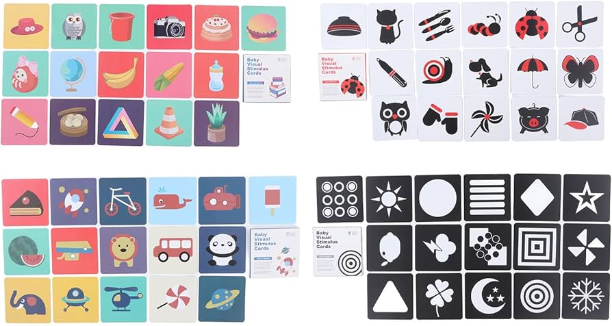 Amazon.co.jp: 64枚の白黒ベビーフラッシュカード 早期教育玩具 視覚