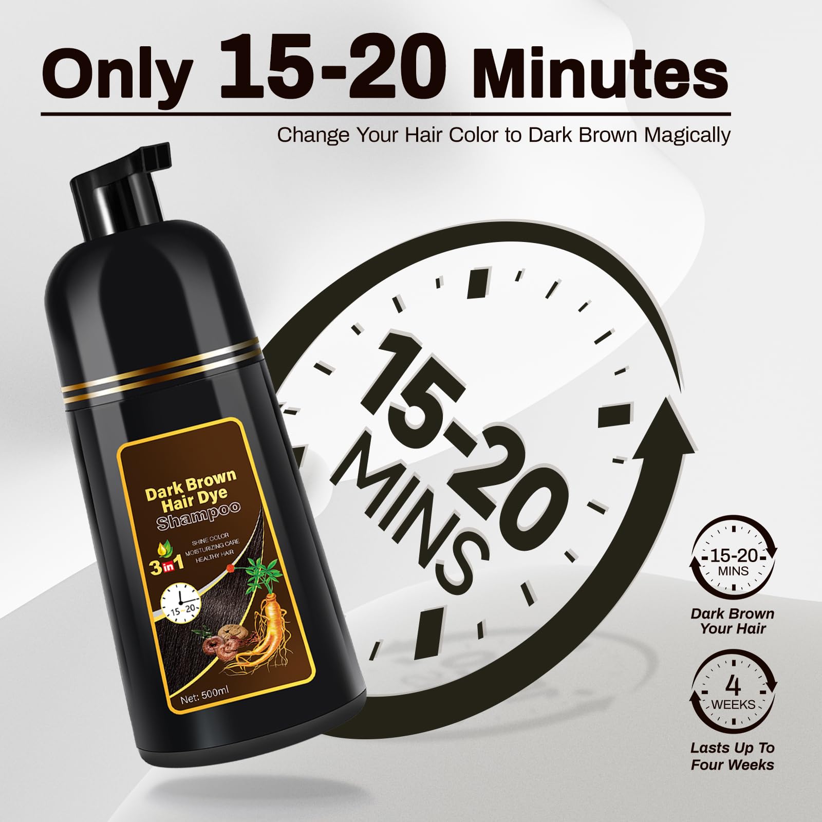 Amazon.com : Cosmpro Dark Brown Natural Hair Dye Shampoo 3 in 1