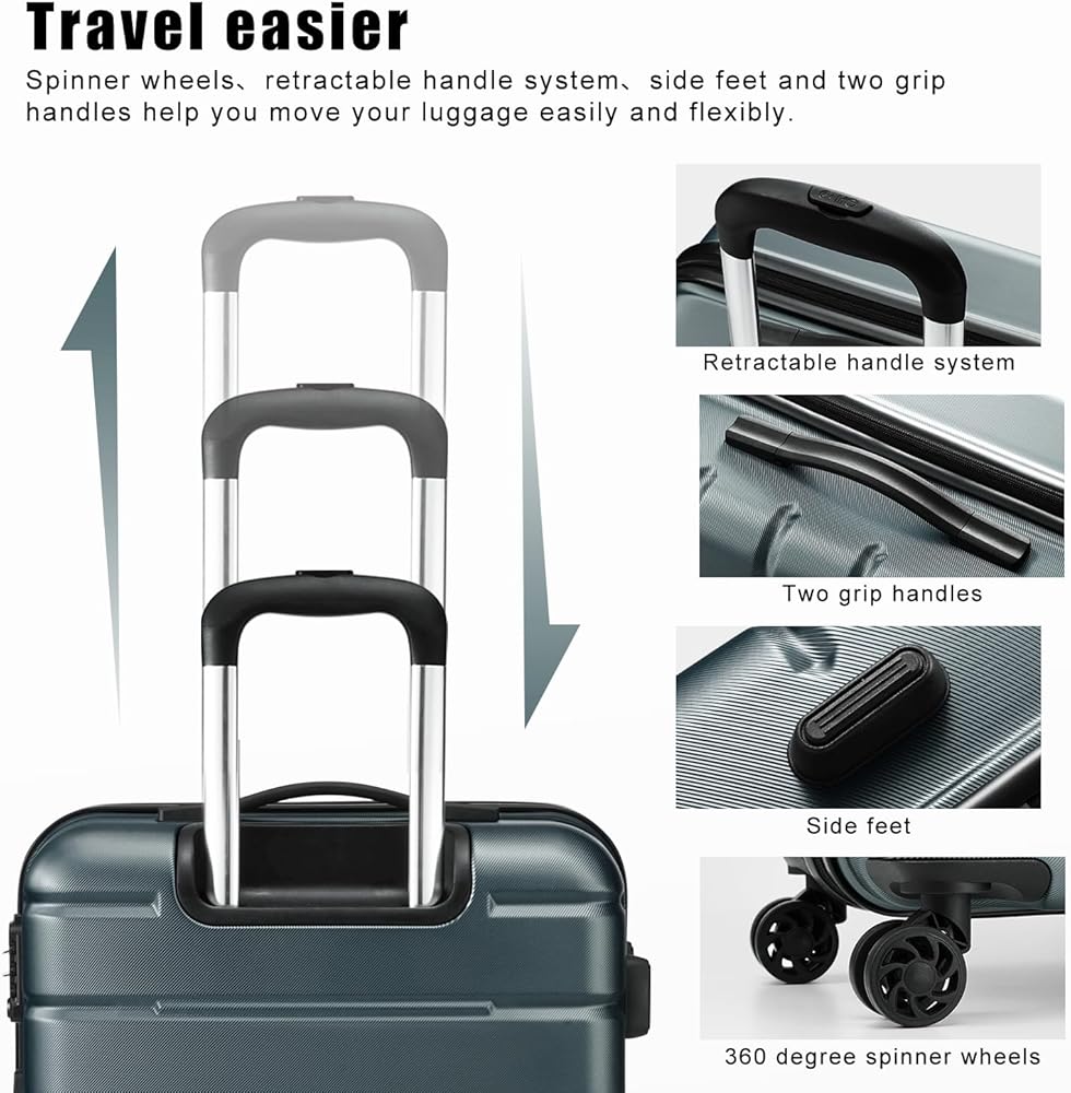 Amazon.com | Coolife Luggage 3 Piece Set Suitcase Spinner ABS+PC