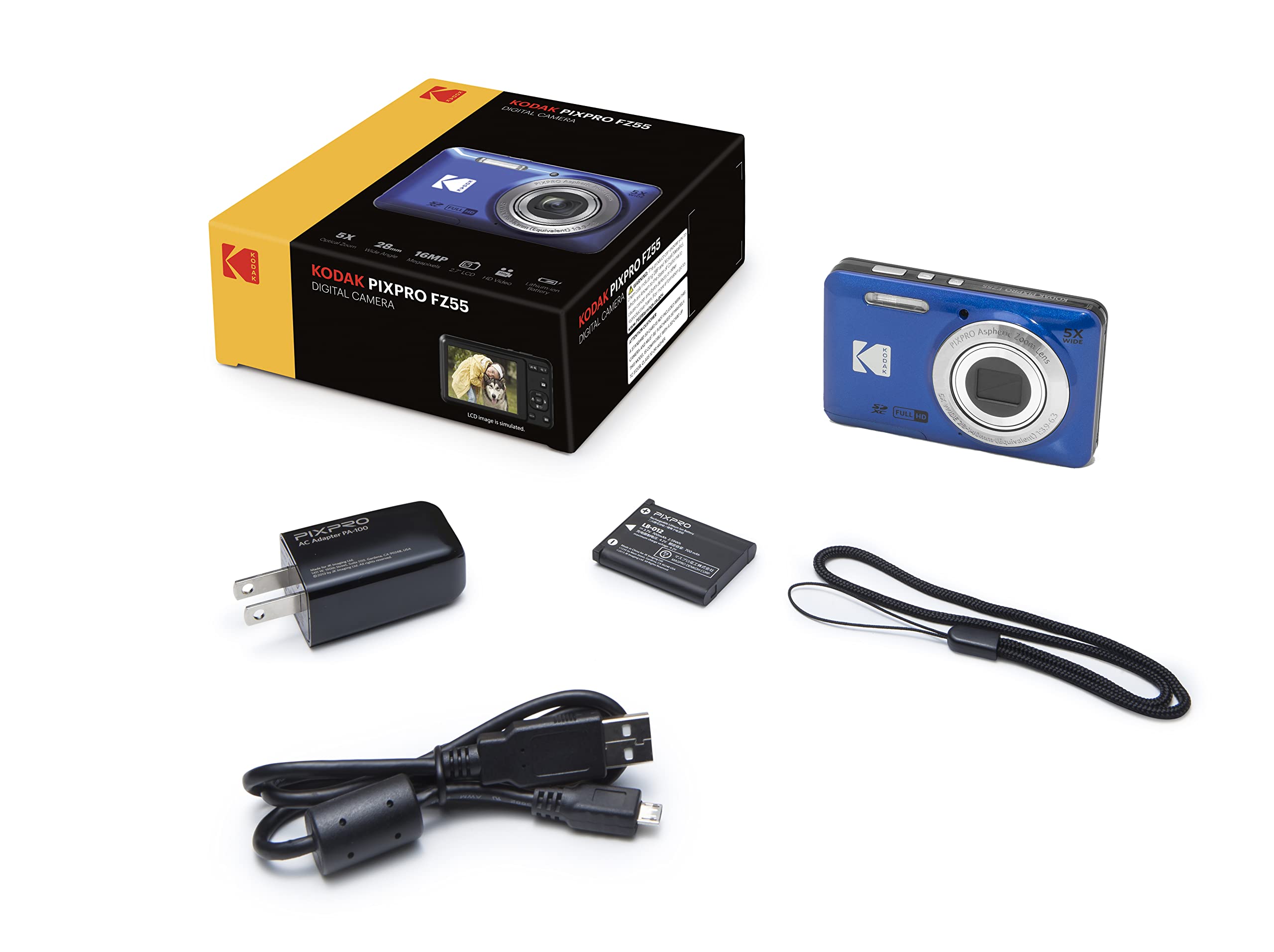 Amazon.com : Kodak PIXPRO FZ55 Digital Camera (Blue) + Black Point