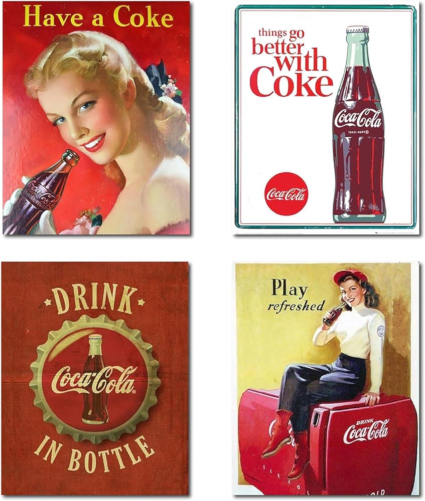 Amazon.com: Vintage Coca-Cola Wall Art Posters (Set of 4) – Retro