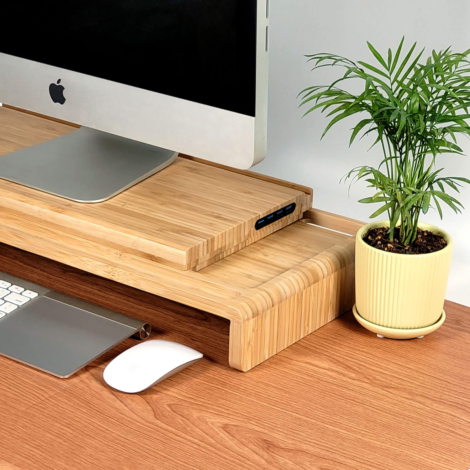 Amazon.co.jp: LAYTURE 木製 モニター台 USB3.0ポート搭載 モニター