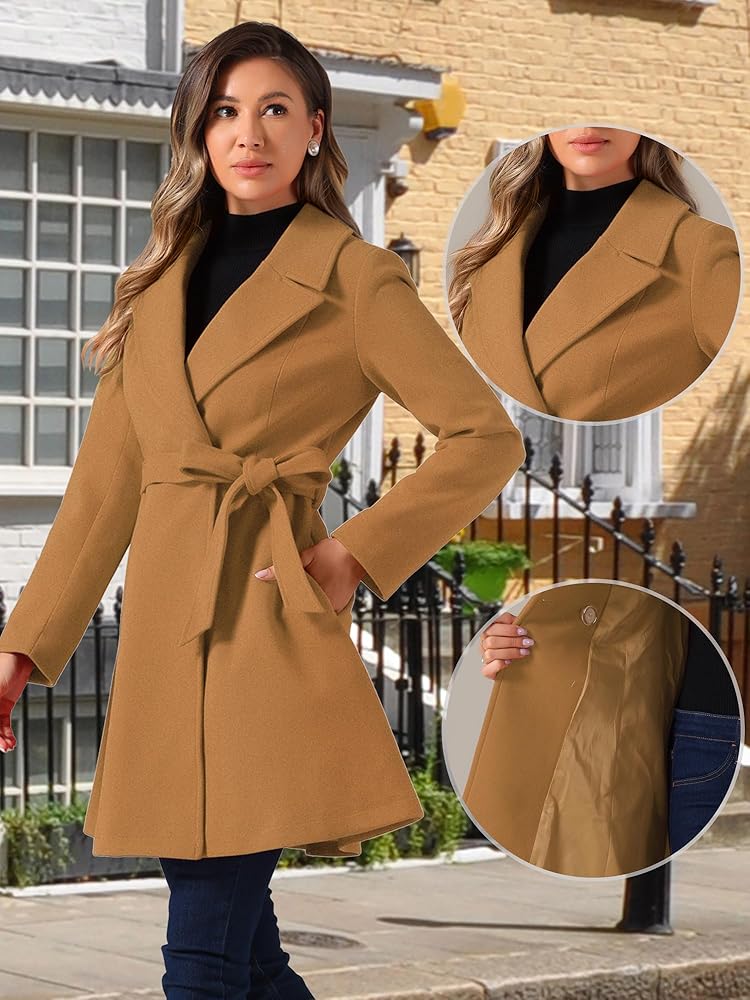Amazon.com: Allegra K Winter Pea Coats for Women Shawl Lapel