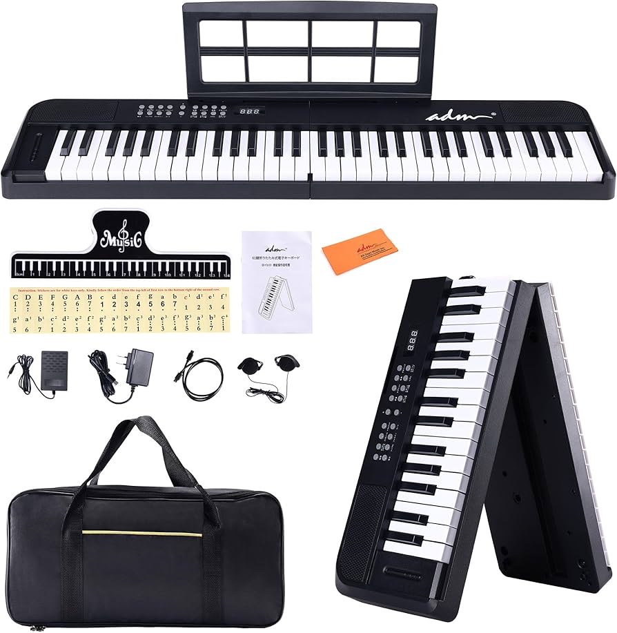 Amazon | ADM 電子ピアノ 61鍵 折りたたみ式 ダブルフォールド 電子