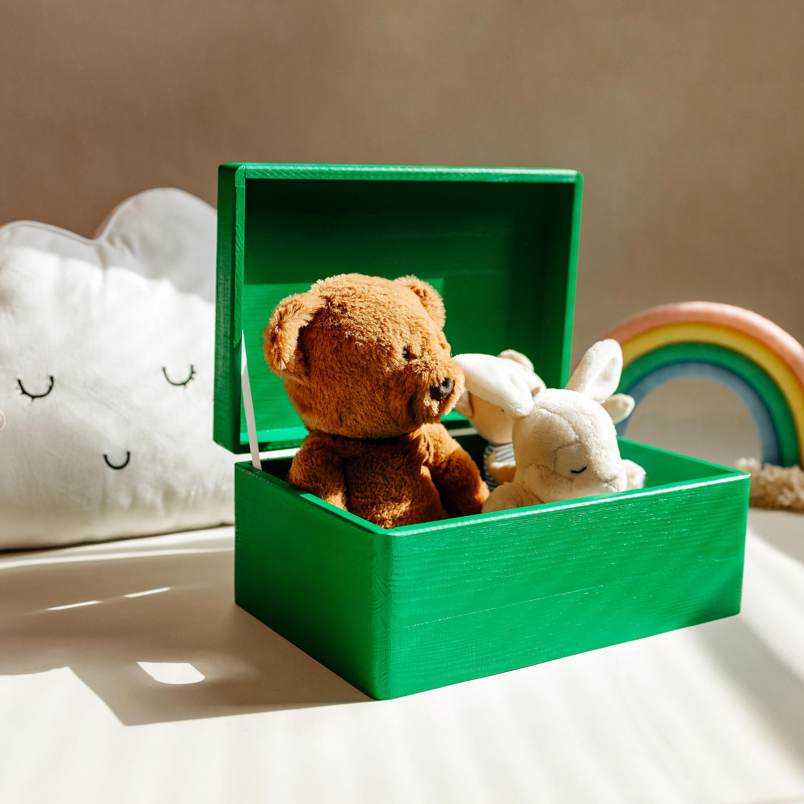 Amazon｜クリエイティブデコの大きな緑色の木製収納ボックス| 30 x 20