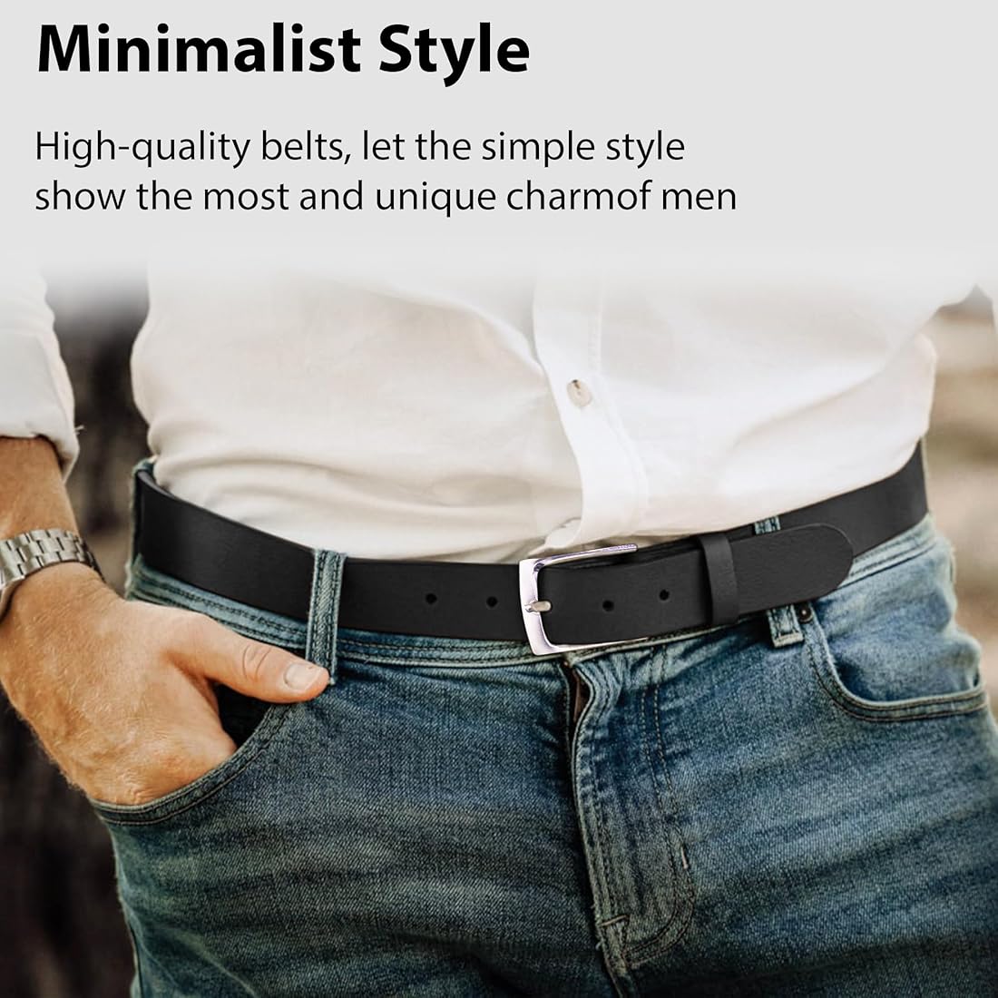 Buy Newai Men's Genuine Leather Pin Buckle Belt | PU Leather Belt