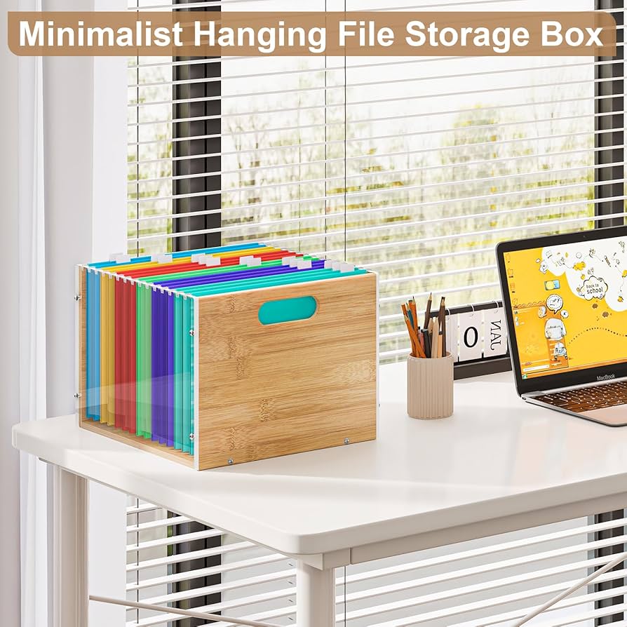 Amazon.com: Sbanmao Clear Acrylic File Box Organizer, Bamboo