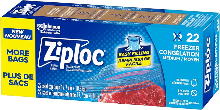 Ziploc Medium Food Storage Freezer Bags, Grip 'n Seal Technology