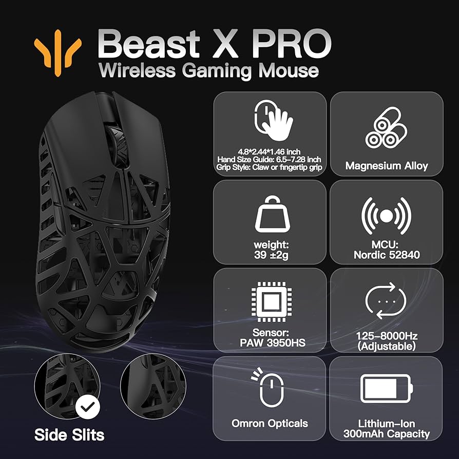 Amazon.com: SMACKAPE WLMOUSE Beast X Pro Ultra-Light 39g Magnesium