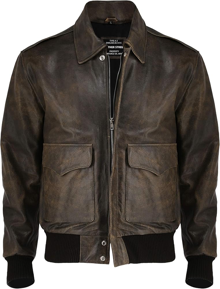 A-2 Aviator jacket Cowhide Leather Bomber Aviator Flight Jacket