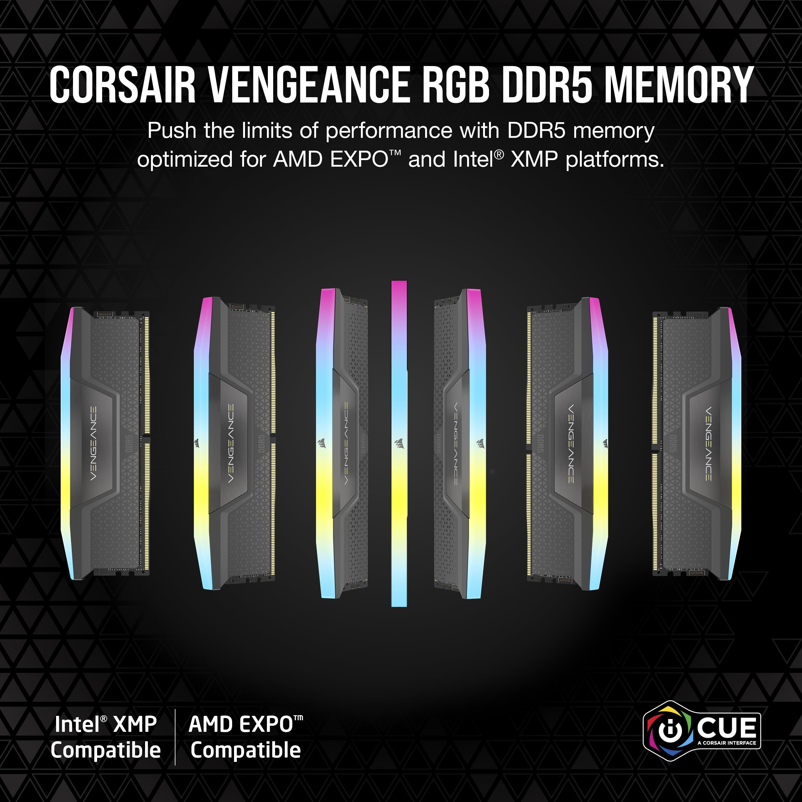 CORSAIR Memória de computador Vengeance RGB DDR5 32GB (2x16GB