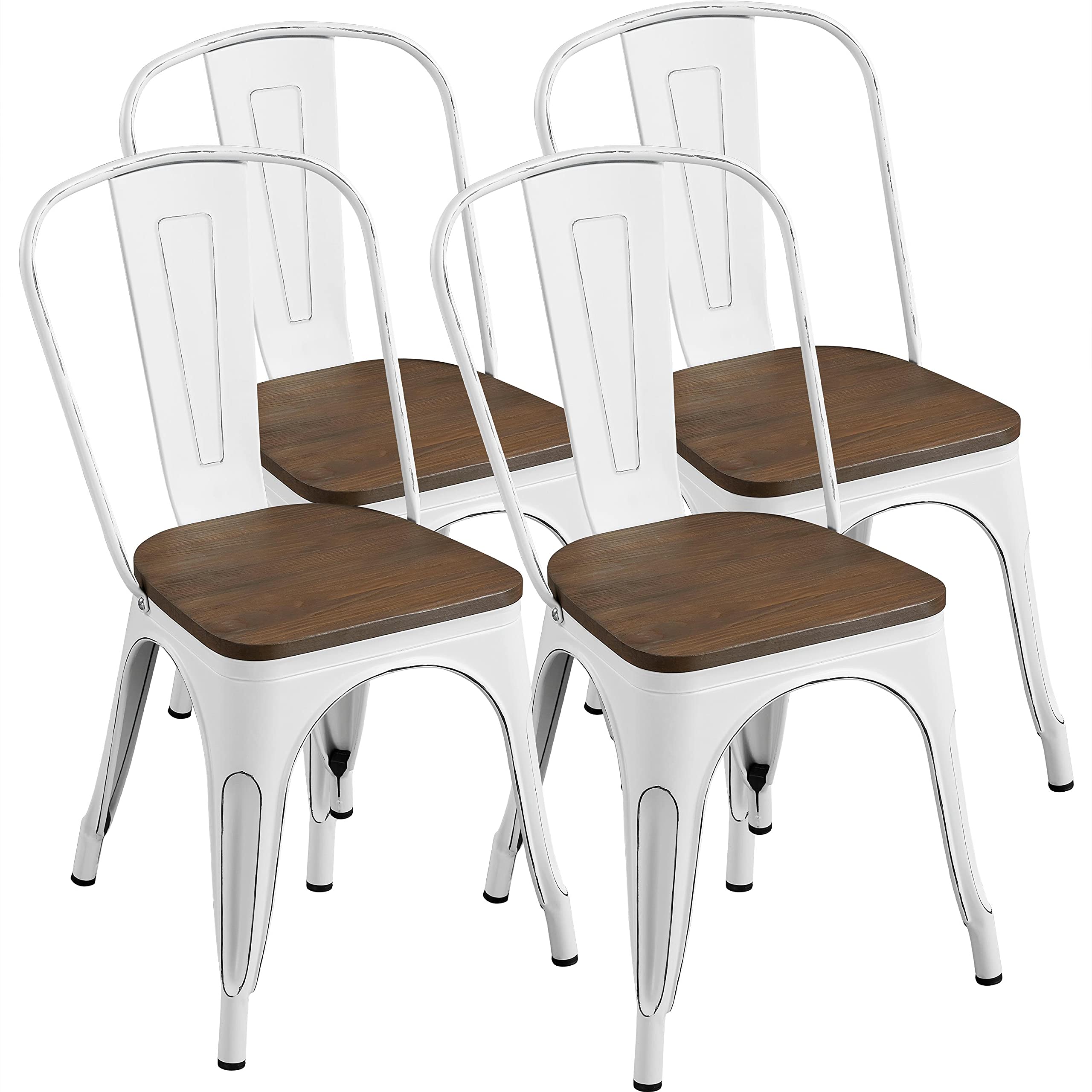Amazon.com - Yaheetech Metal Dining Chairs Set of 4, Industrial
