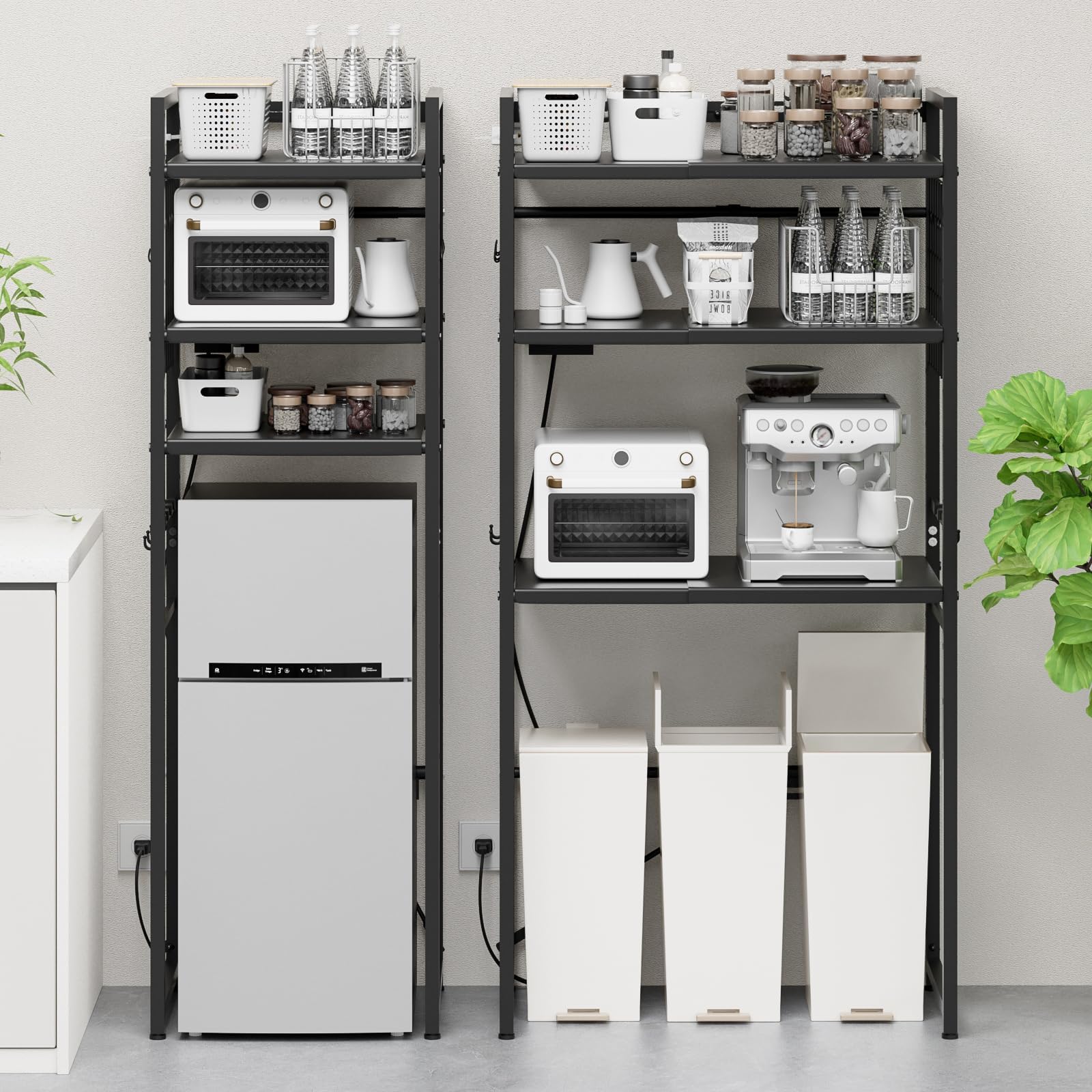 Amazon.co.jp: ゴミ箱上ラック 冷蔵庫上ラック 【幅50～80cm伸縮可・2