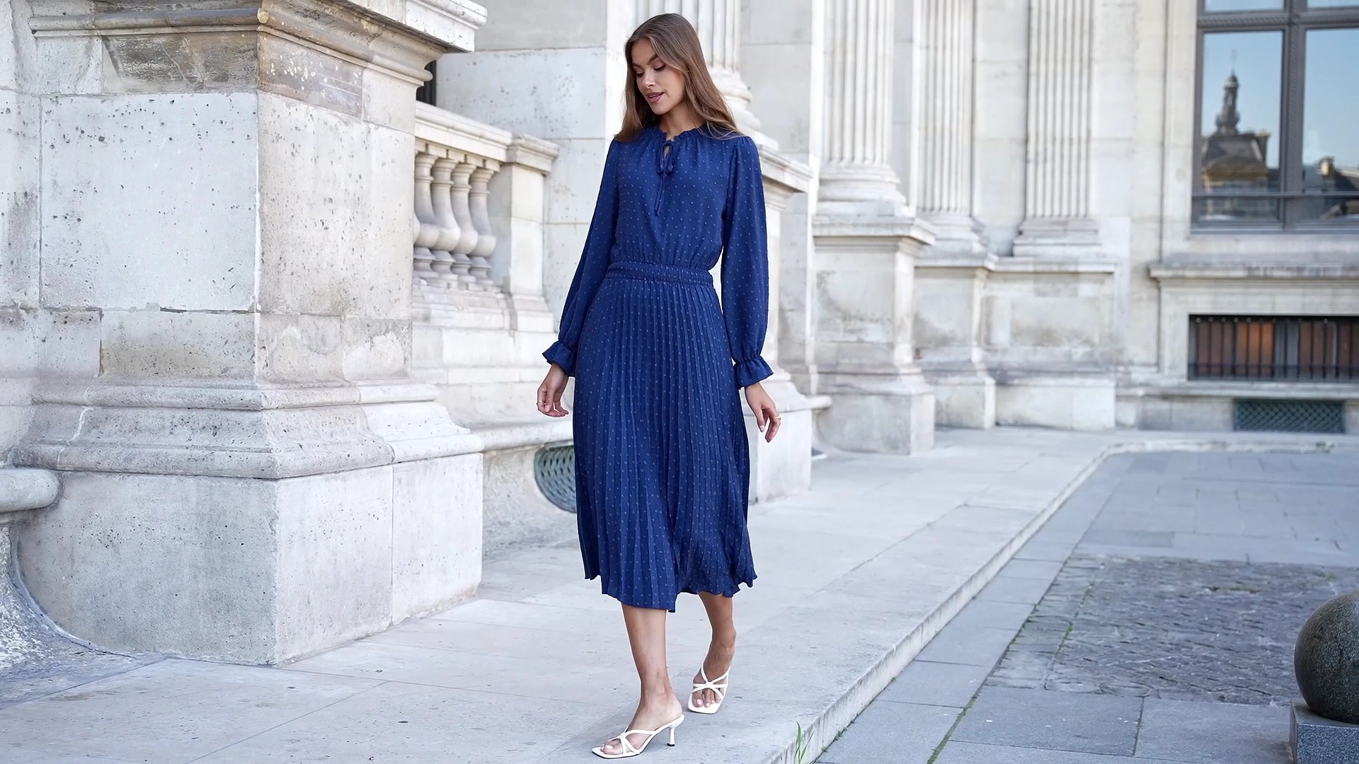 PRETTYGARDEN Womens Swing A Line Dress Elegant Pom Pom Long Sleeve