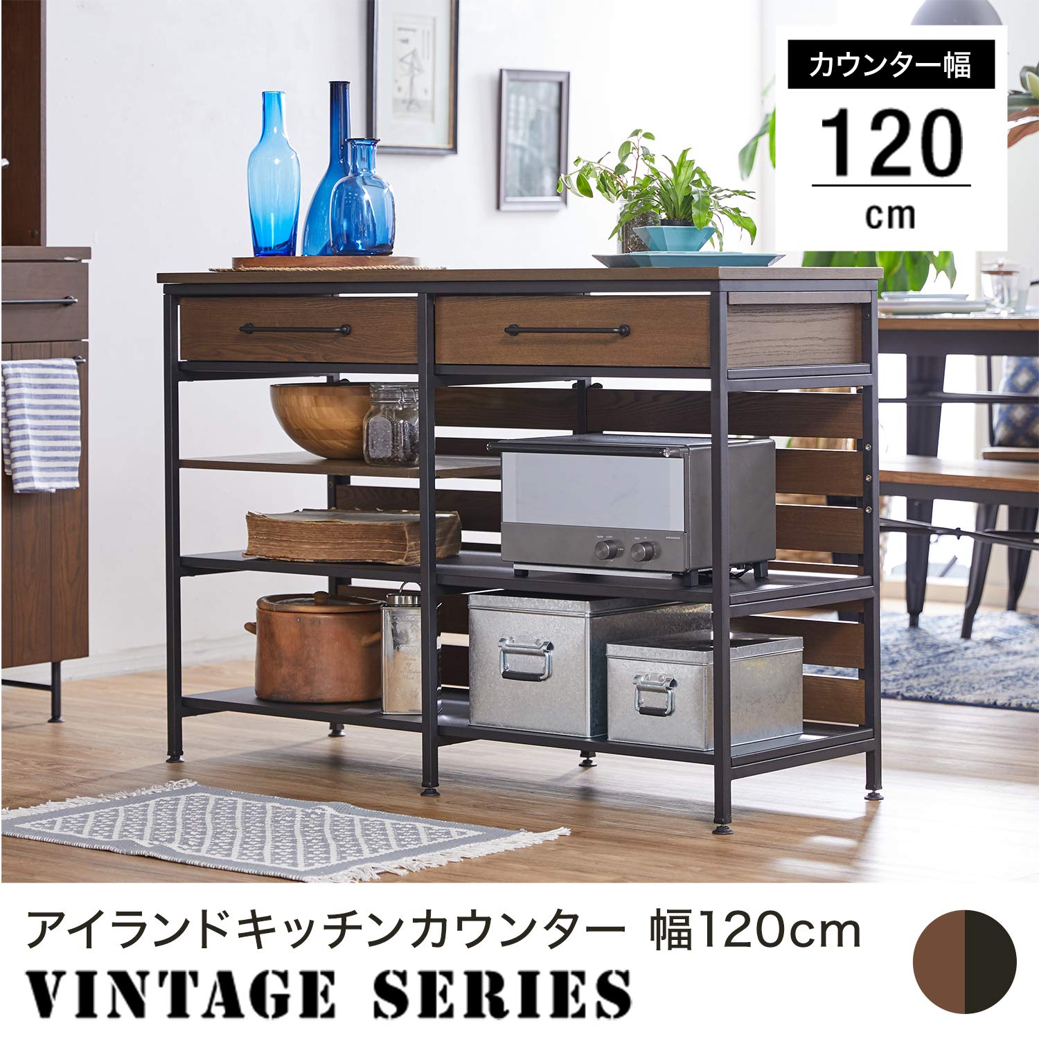 Amazon｜LOWYA ロウヤ キッチンカウンター 収納 作業台 天板付き 便利