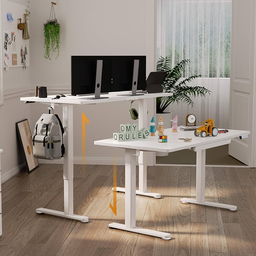 Amazon | Claiks 昇降デスク 幅100cm 引き出し付き デスク 高さ