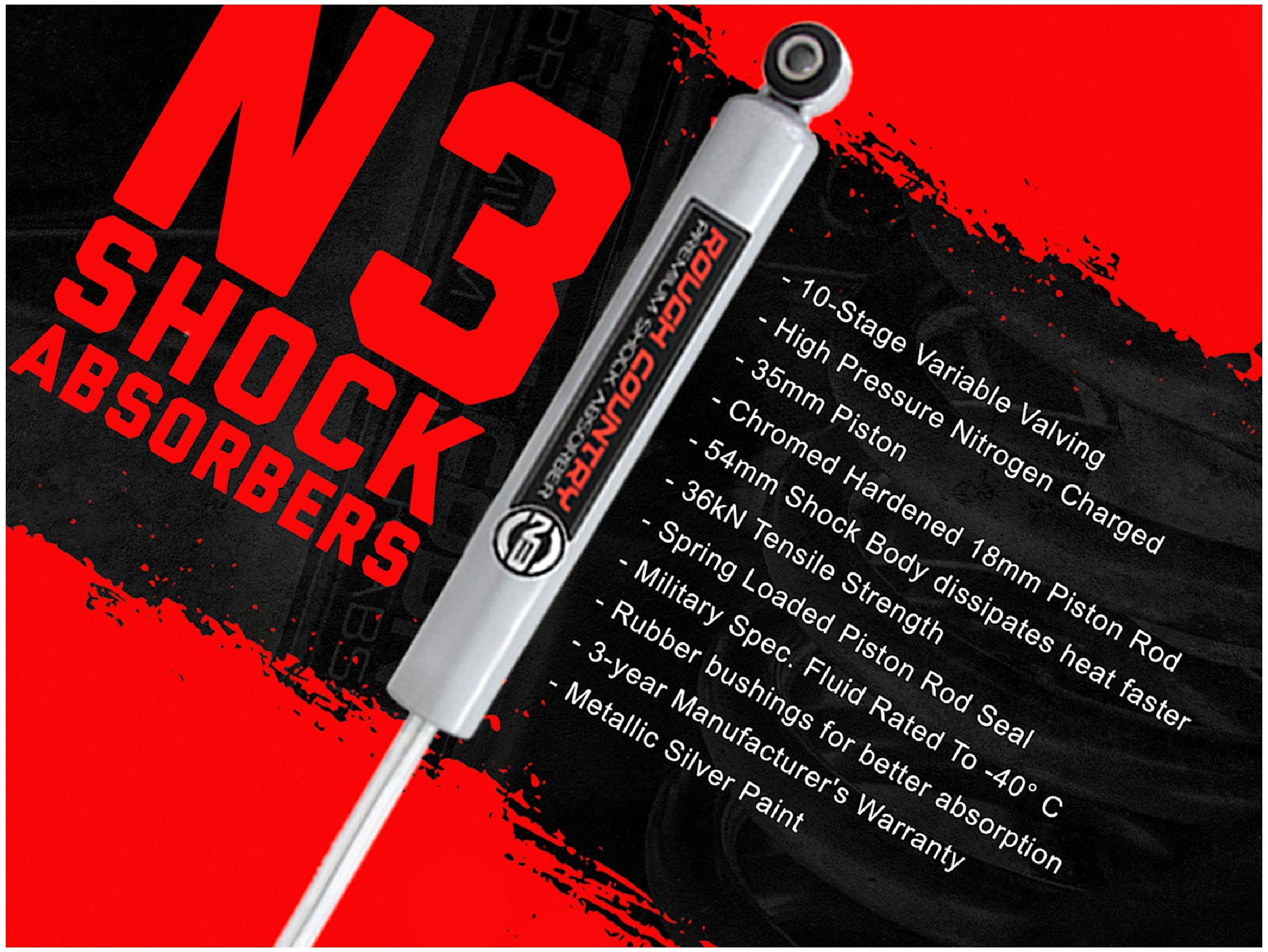 Amazon | Rough Country 1.5-3.5インチ N3 リアショック 18-24 ジープ