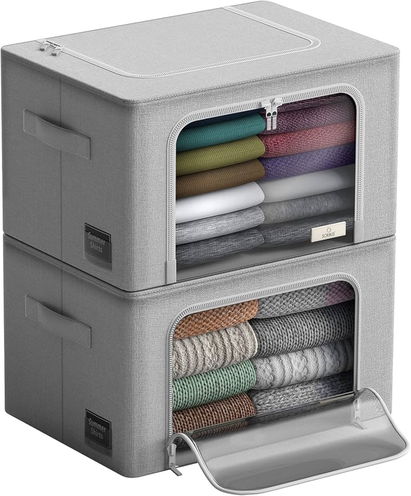 Amazon.com: Storage Bins with Metal Frame - Stackable & Foldable