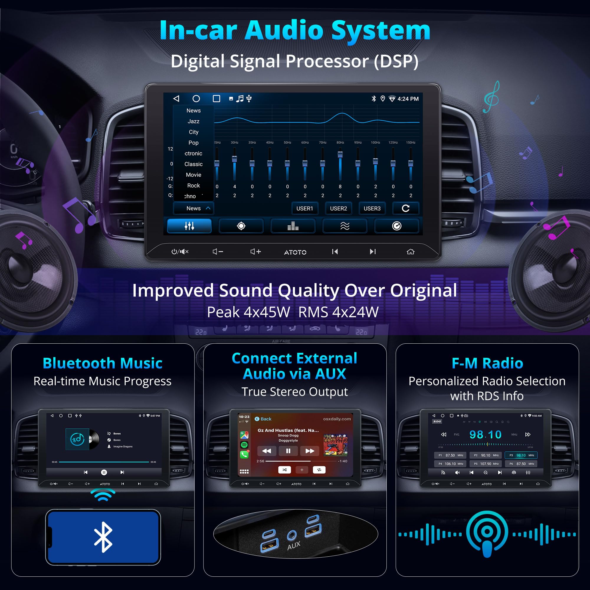 Amazon.co.jp: ATOTOLIFE 2DINオーディオ一体型カーナビ、10インチ