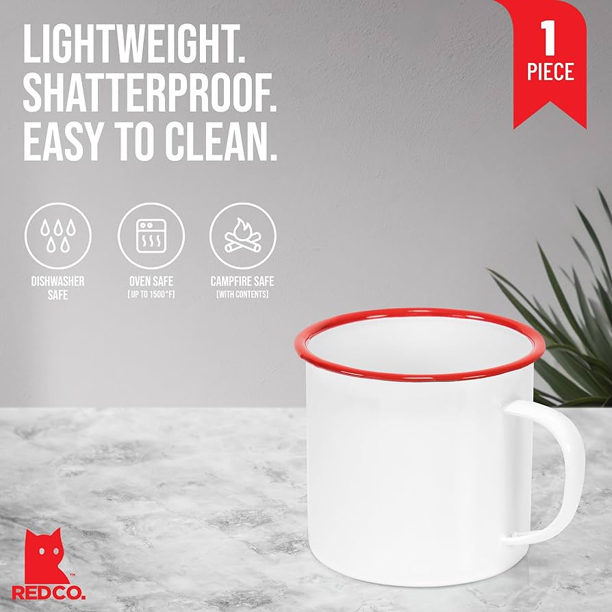 Amazon.com | Red Co. Enamelware Metal Large Classic 22 Oz Round