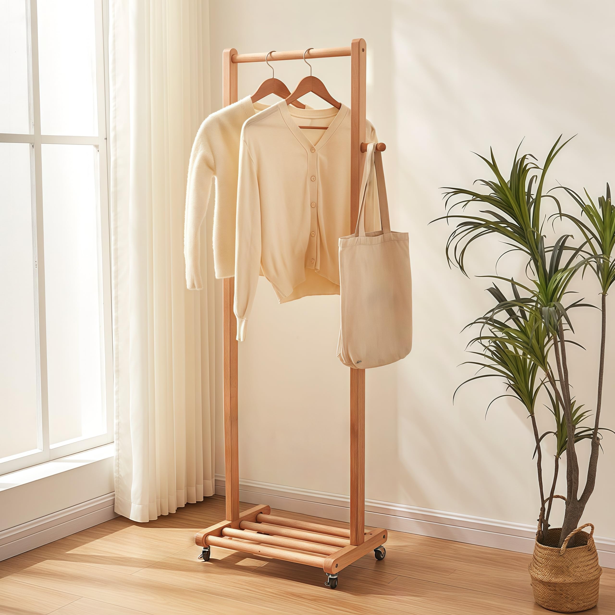 Amazon.co.jp: DODOSOSO ハンガーラック コートハンガー 無垢材 幅48cm