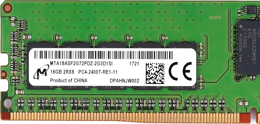 MICRON 16GB PC4-2400T-R DDR4 Registered ECC 2RX8 Memory