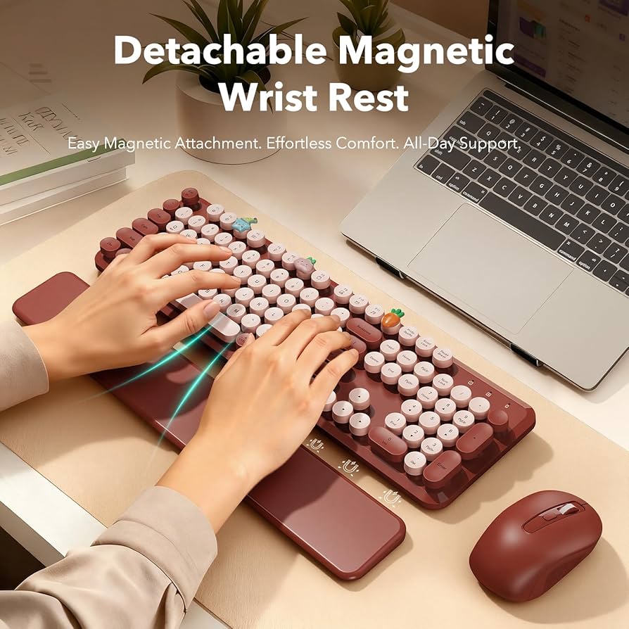 Amazon.com: Wireless Keyboard and Mouse Combo, Wine Red Retro