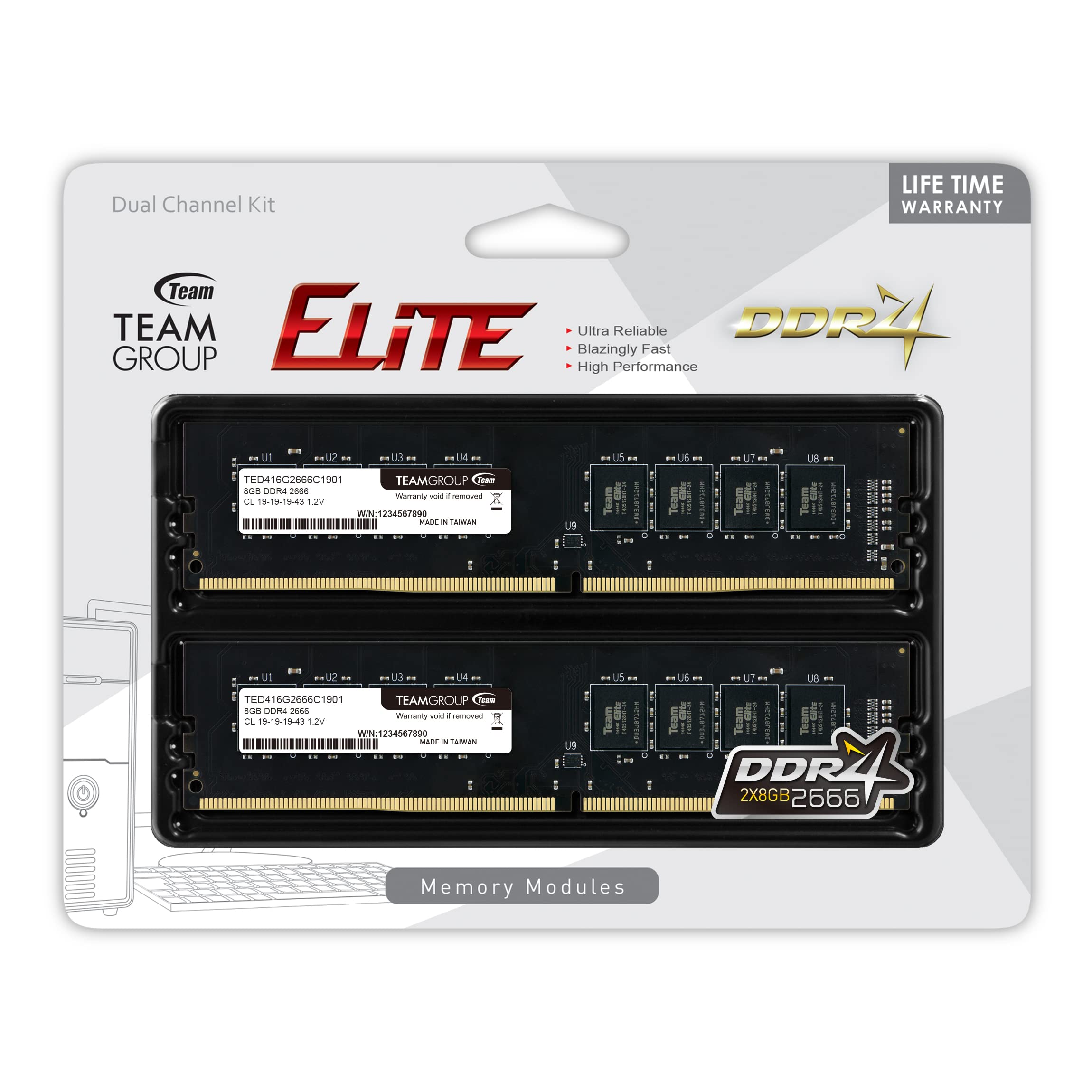 Amazon.co.jp: TEAMGROUP Elite DDR4 16GB キット (2 x 8GB) 2666MHz