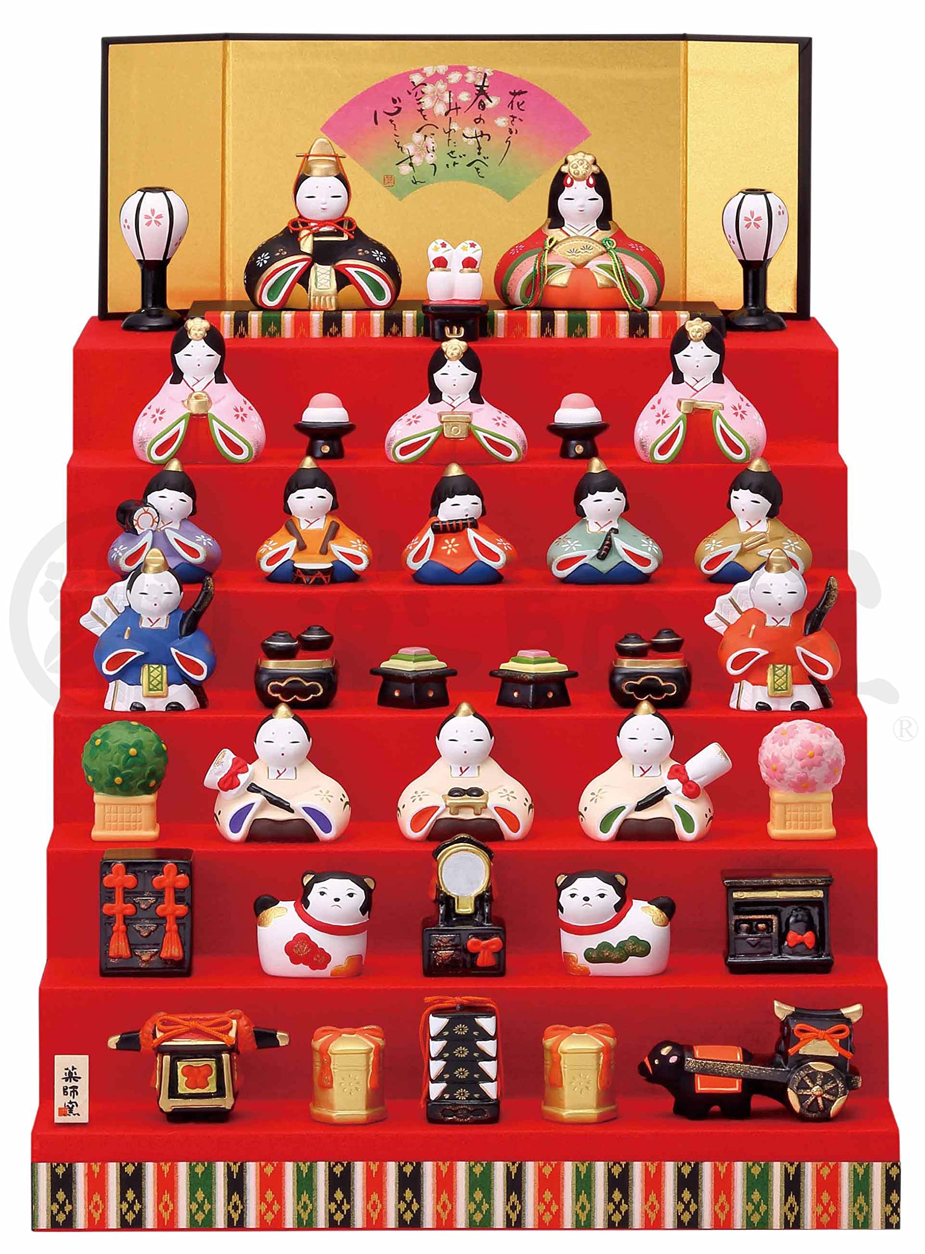 Amazon.co.jp: 薬師窯(yakushigama) 桃の節句 ひな人形 錦彩 華みやび