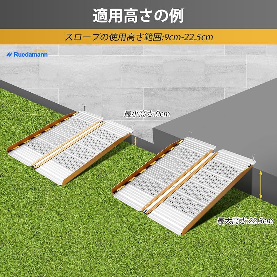 Amazon.co.jp: Ruedamann 車椅子 スロープ 長さ91cm 幅73cm 耐荷重