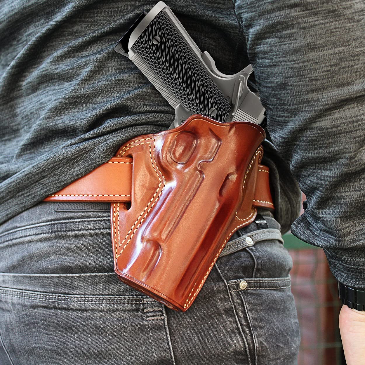 Amazon.co.jp: Mini - SR 1911 45 ACP 5インチバレルレザーPancake