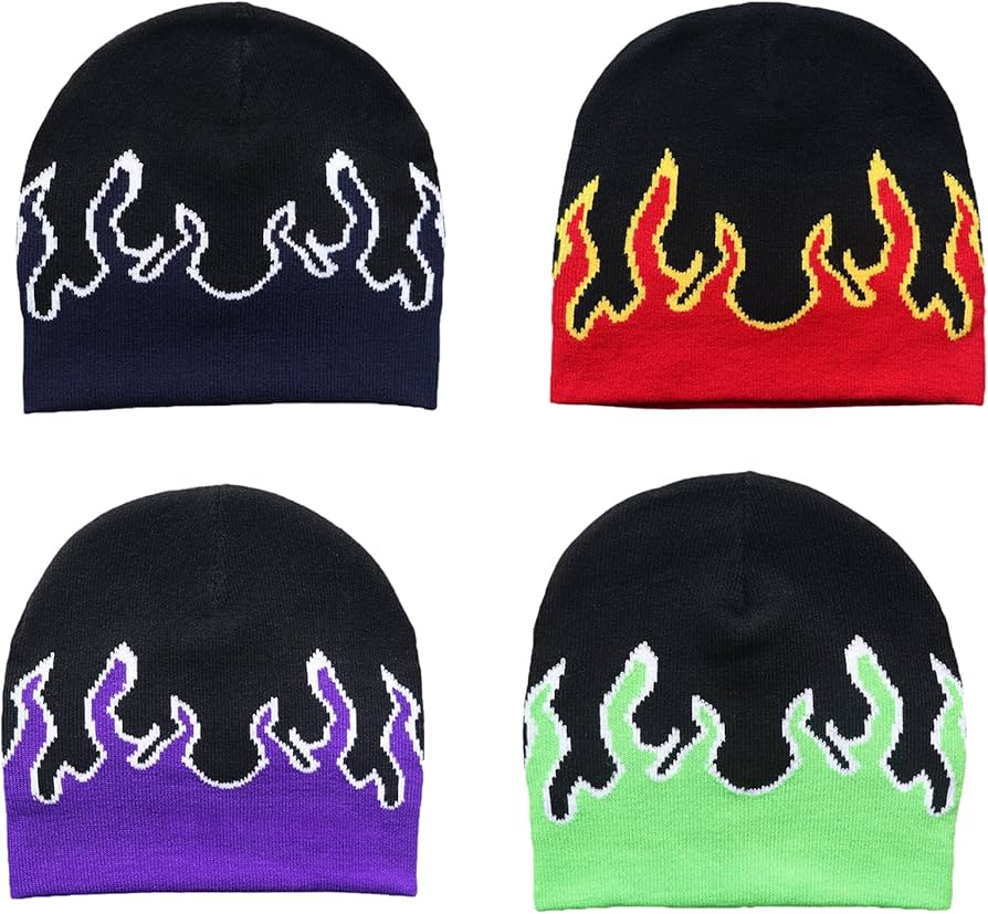 Amazon.co.jp: Y2K ビーニー ファイヤー フレイム ビーニー フレイム