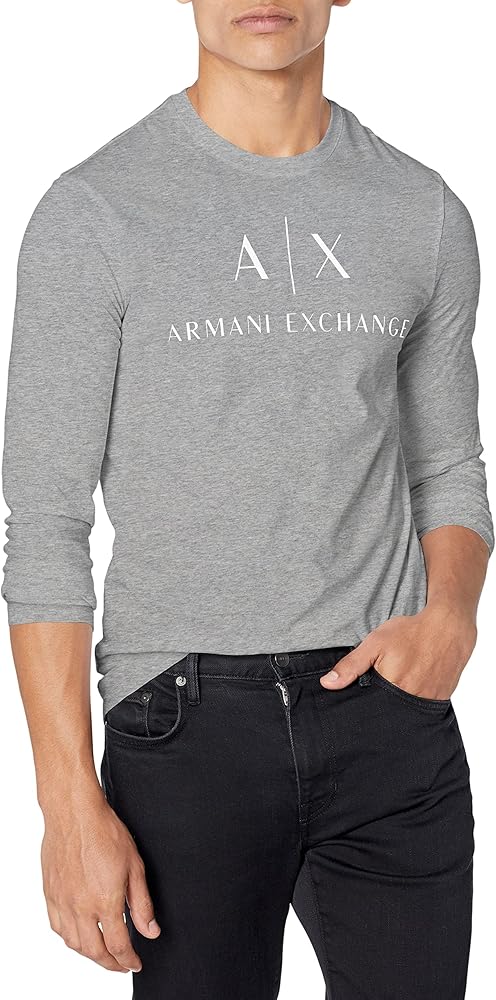 Armani Exchange A|X Mens A|x Long Sleeve Logo Crewneck T-Shirt T